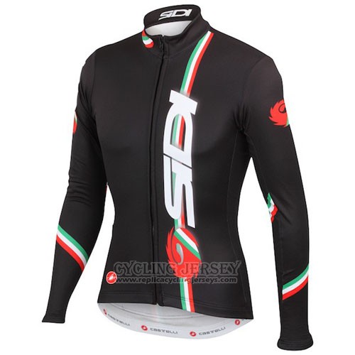 2014 Cycling Jersey Castelli SIDI Black and Red Long Sleeve and Bib Tight